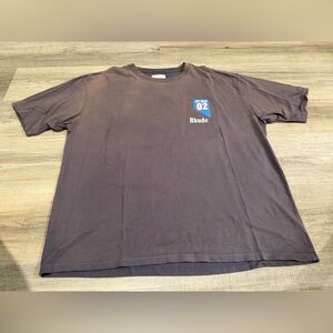 Rhude Dark Gray Tee with Blue and Red Graphic